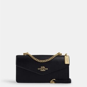 Coach Klare Envelope Leather Shoulder Crossbody Black/Gold CB198